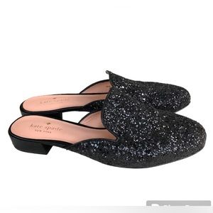 Kate Spade Mules Black Sandals Glitter Women’s